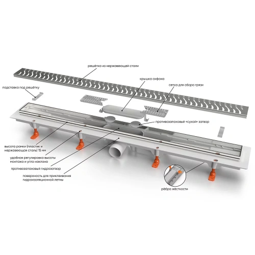 Душевой лоток Veconi Medium GR 550 V550MGR напольный - фото 2