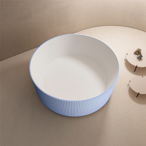 Ванна из искусственного камня Abber Stein AS9679Blau 150х150 отдельностоящая круглая с каркасом - фото 2