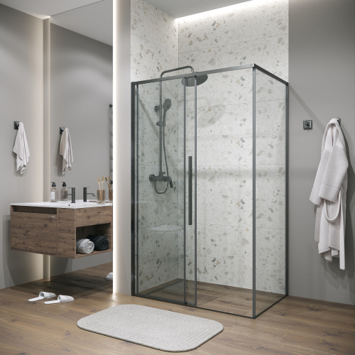 Душевая перегородка Grossman Galaxy 200.K33.01.90.42.00 90х195 стекло прозрачное профиль графит - фото 5