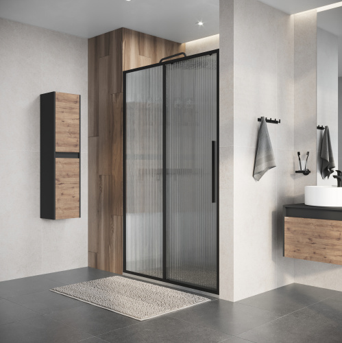 Душевая дверь Niagara Nova NG-84-L12FHB 120х195 стекло рифленое профиль черный матовый - фото 5