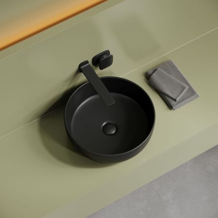 Раковина из сантехнического фарфора Ceramica Nova TAYCAN CN12003MB 40х40 накладная цвет черный без отверстий под смеситель