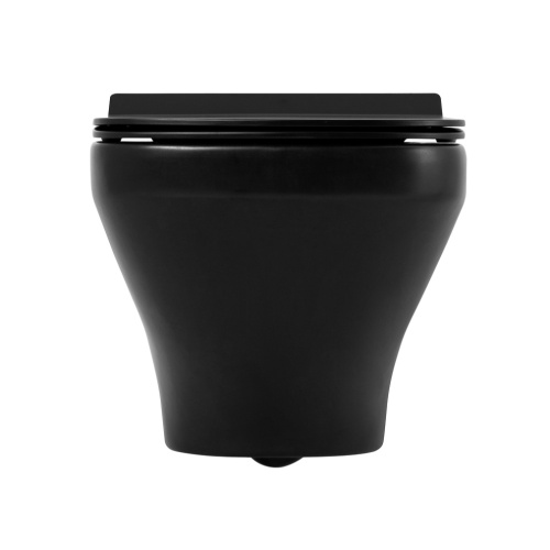 Чаша унитаза подвесная BelBagno SELA BB3201CHR-MB цвет черный матовый без сиденья безободковая каскадный смыв - фото 5