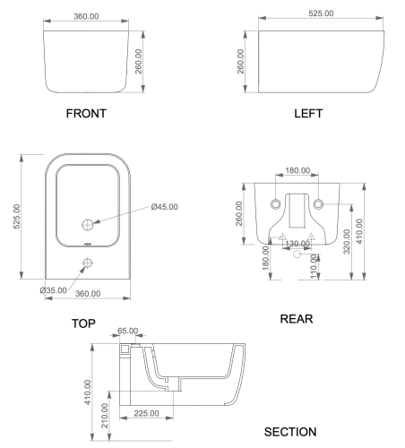 Биде GSG Ceramic Design Brio BRBISO001 подвесное - фото 2