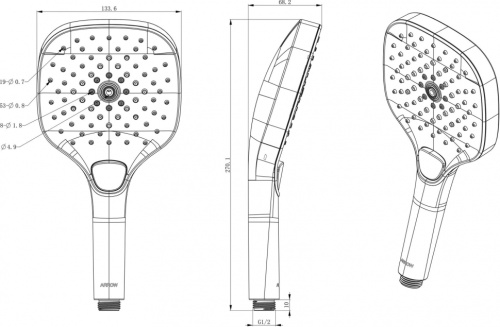 Душевая лейка Arrow AG3905CP округлая - фото 3