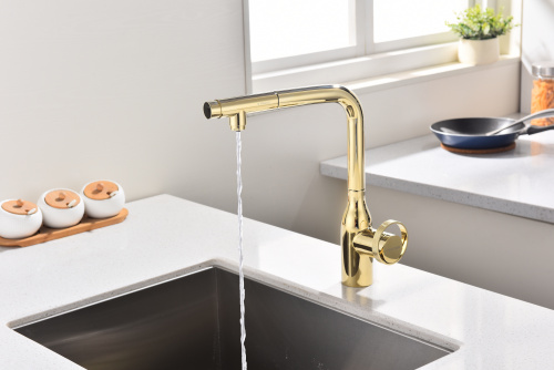 Смеситель для кухни Paulmark URBAN Ur213104-G на раковину золото - фото 3