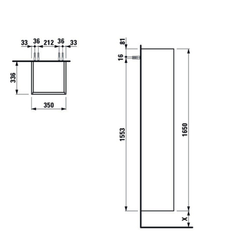 Шкаф-пенал Laufen Base 4.0268.2.110.261.1 35х34х165 цвет белый - фото 2