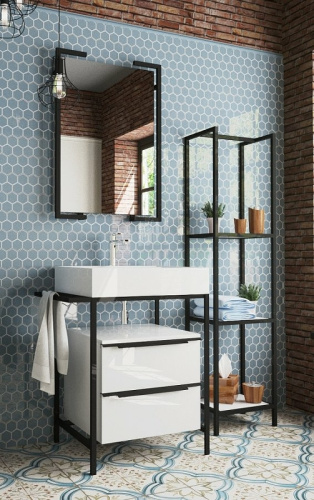 Тумба с раковиной Эстет ФР-00003613 71х50х88 напольная цвет белый/черный - фото 4