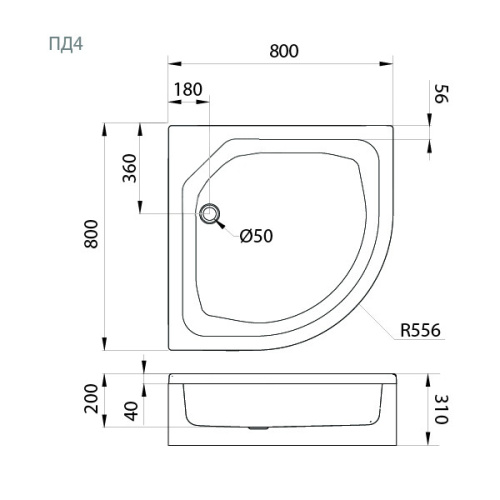 Душевой поддон Тритон Щ0000072394 80х80 акрил белый с каркасом - фото 5