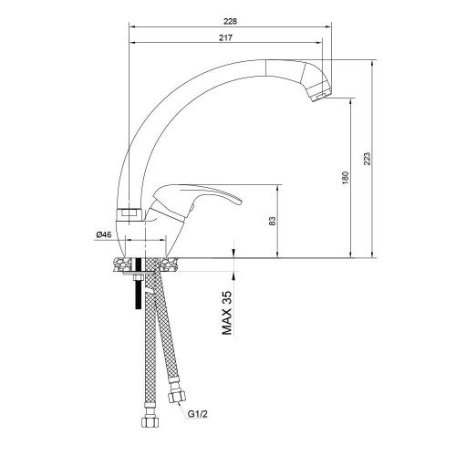 Смеситель для кухни WesnaArt Listok LIS01-120 на мойку хром - фото 2