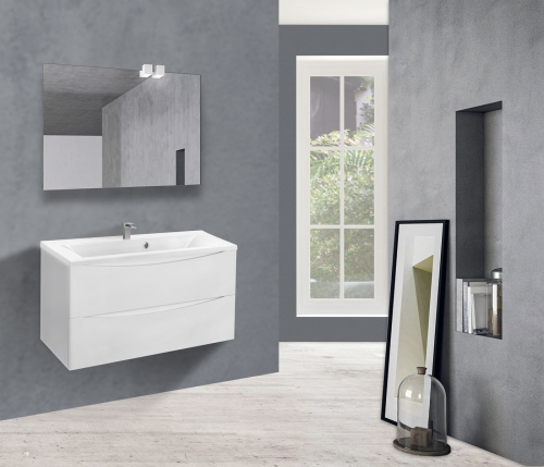 Тумба под раковину Vincea Mia VMC-2MA900GW 89х50х44 подвесная цвет серый - фото 2