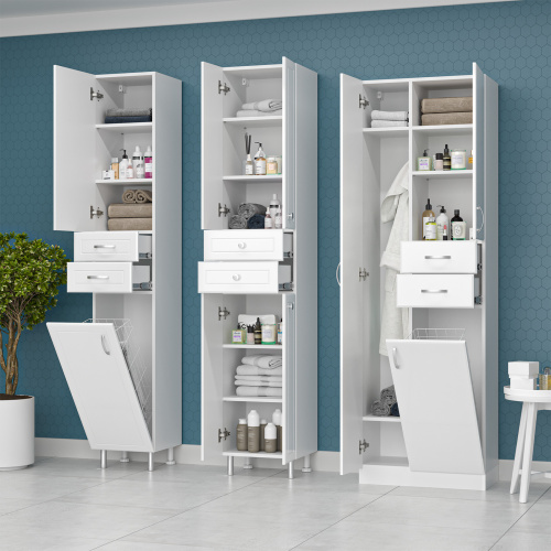 Шкаф-пенал Misty Пеналы Э-05040-011Нж 40х34х190 напольный цвет белый - фото 5