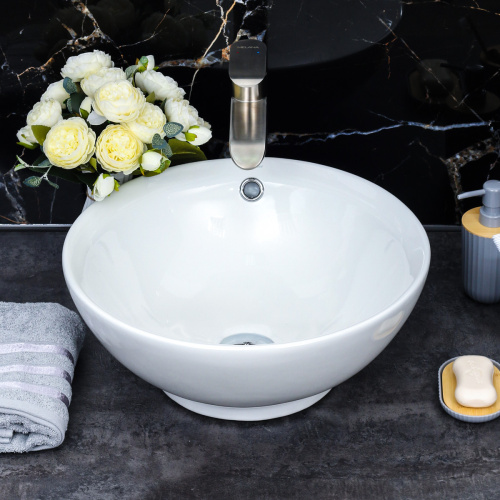 Раковина из сантехнического фарфора Melana 320302-805 42х42 накладная цвет белый без отверстий под смеситель - фото 3