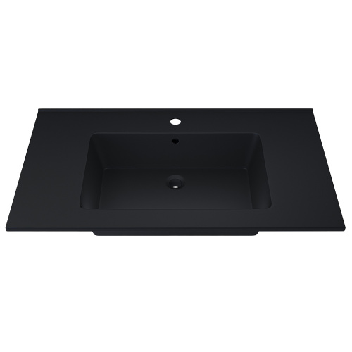 Раковина из искусственного камня Uperwood Parma Quartz 291003008 86х48 полувстраиваемая цвет черный - фото 4