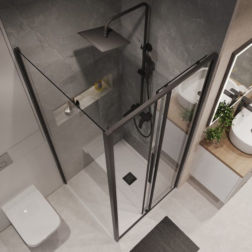 Душевой уголок Niagara Nova NG-84-9AB-A90B-34 90х90 стекло прозрачное профиль черный матовый без поддона - фото 5