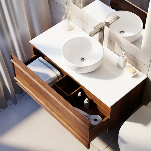 Тумба с раковиной+зеркало Art Decco Bridget (Бриджит) ABR10W22S3M0 100x45x40 подвесная цвет черный орех - фото 4