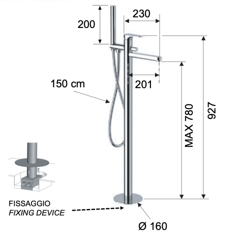 Смеситель для ванны Remer Class Line L08 напольный хром - фото 2