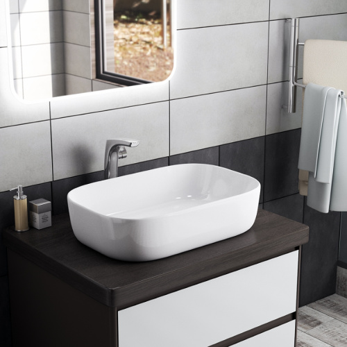 Раковина из сантехнического фарфора Teymi Solli T50202 61х40 накладная цвет белый без отверстий под смеситель - фото 4