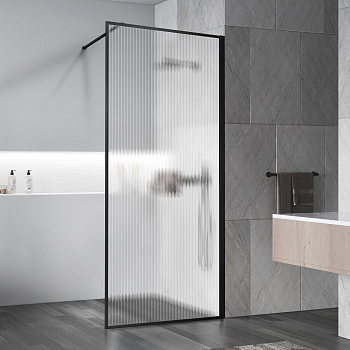 Душевая перегородка Vincea Walk in HP Art VSW-1HP800FLB 80х200 стекло рифленое профиль черный матовый