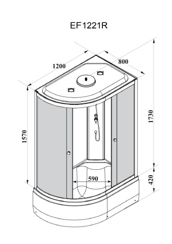 Душевая кабина Parly Effect EF1221R 120х80 асимметричная с крышей ориентация левая - фото 3