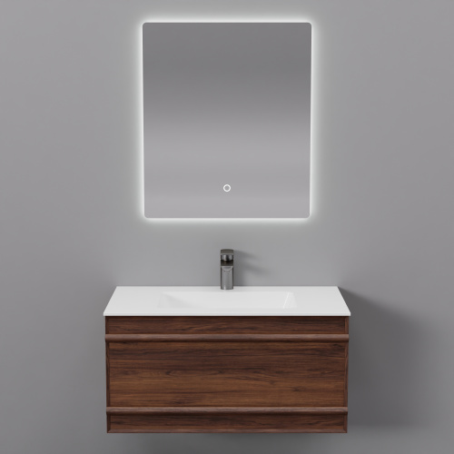 Тумба с раковиной+зеркало Art Decco Bridget (Бриджит) ABR08W22S2MF 80x45x40 подвесная цвет черный орех - фото 5