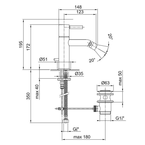 Смеситель Fantini Nostromo 50 02 E808F на биде хром - фото 2