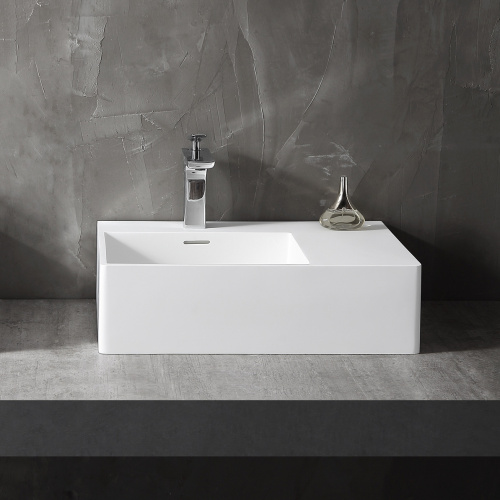 Раковина из искусственного камня Abber STEIN AS2644 L 56х39 подвесная цвет белый матовый без отверстий под смеситель - фото 2