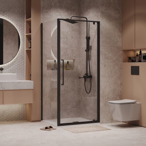 Душевой уголок Niagara Nova NG-85-8AB-A90B-34 80х90 стекло прозрачное профиль черный матовый без поддона - фото 2