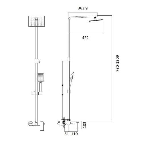 Душевая стойка D-Lin H10A24 настенная цвет черный - фото 2