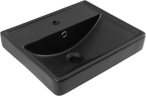 Раковина керамическая Aquanet Ирис 00329246 52х42 полувстраиваемая цвет черный 1 отверстие под смеситель - фото 4