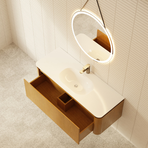 Тумба с раковиной+зеркало Art Decco Coco (Коко) ACC12W14S1M0 120x45x40 подвесная цвет белый дуб - фото 3