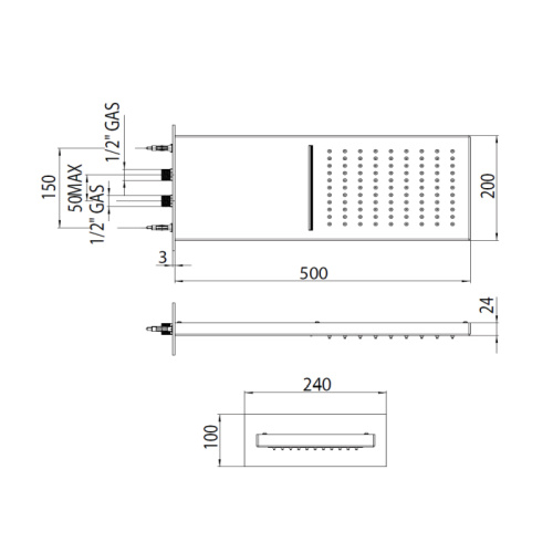 Верхний душ Bossini Manhattan I00570.073 черный матовый - фото 2
