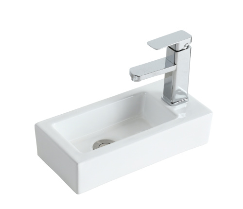 Раковина из сантехнического фарфора Orange B05-365w 37х19 подвесная цвет белый глянцевый - фото 2