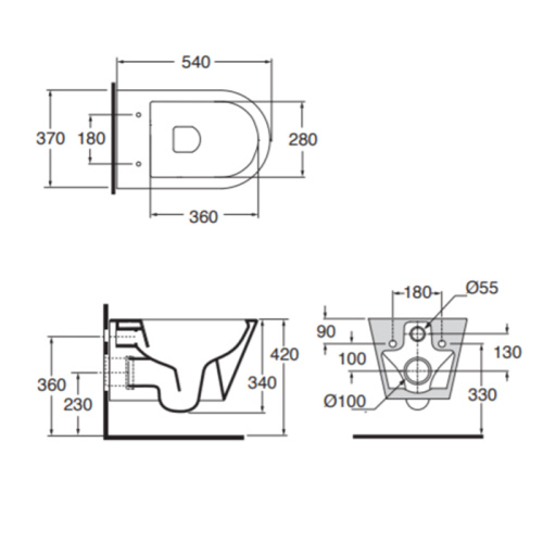 Чаша унитаза подвесная Azzurra FORMA FMVKSPE00000BI цвет белый без сиденья безободковая душевой смыв - фото 2