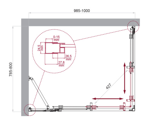 Душевой уголок BelBagno LUCE LUCE-AH-21-100/80-C-Cr 100х80 стекло прозрачное профиль хром глянцевый без поддона - фото 2