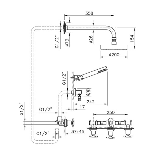 Душевой гарнитур Nicolazzi Monte Croce 2233EXTCR27 встраиваемый хром - фото 2