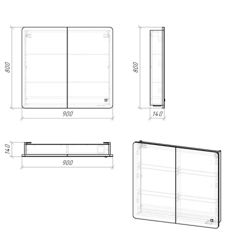 Зеркало-шкаф Grossman Адель 209004 90х14х80 подвесной цвет белый - фото 3