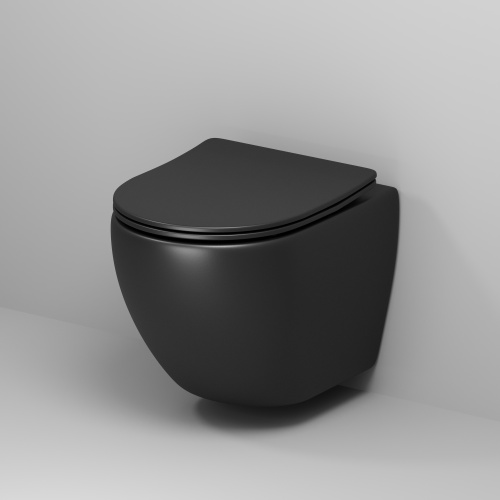 Унитаз подвесной Grossman Color GR-4455BMS черный матовый с сиденьем микролифт безободковый каскадный смыв - фото 2