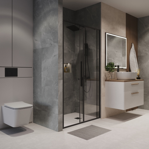 Душевая дверь Niagara Nova NG-84-14AB 140х195 стекло прозрачное профиль черный матовый - фото 5