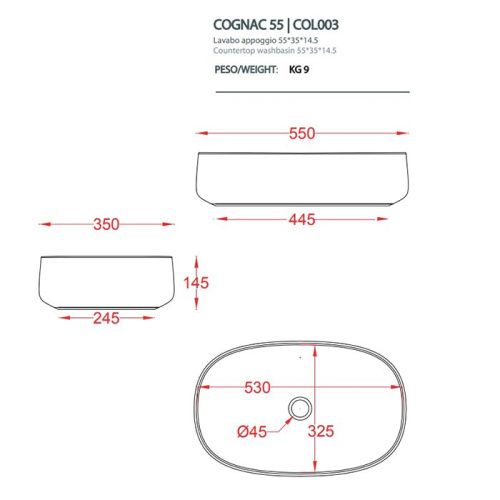 Раковина керамическая Artceram COGNAC COL003 15 00 60х40 накладная цвет серый без отверстий под смеситель - фото 2