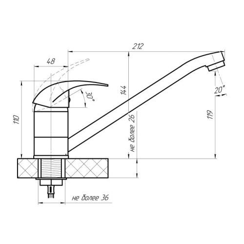 Смеситель для кухни Сантаком 3303-6 на мойку хром - фото 3