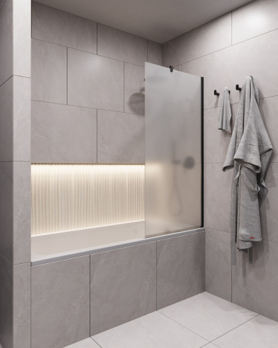 Шторка для ванны Timo T21 90х140 стекло матовое профиль черный ориентация универсальная - фото 2