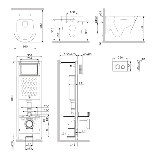 Комплект унитаз с инсталляцией с клавишей смыва Am.Pm Sense IS110138.741701 - фото 3
