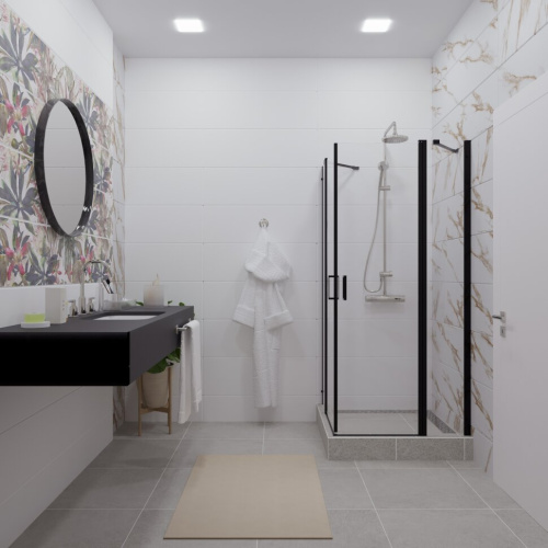 Душевой уголок Тритон Тау-Блэк Щ0000054036 90х90 стекло прозрачное профиль черный без поддона - фото 2