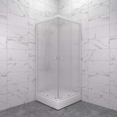 Душевой уголок Тритон Стандарт Щ0000071051 80х80 стекло матовое профиль белый с поддоном - фото 5