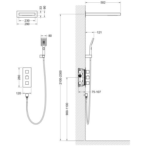 Душевая система Timo Saona SX-2370/00SM встраиваемая в стену с термостатом - фото 3