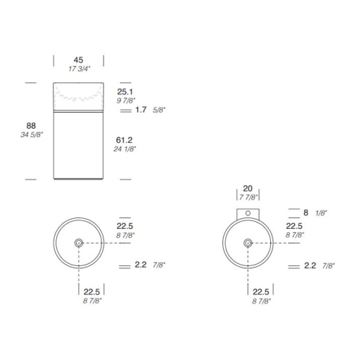 Раковина керамическая Milldue ROMA 45 см 2016.B напольная цвет белый матовый без отверстий под смеситель - фото 2