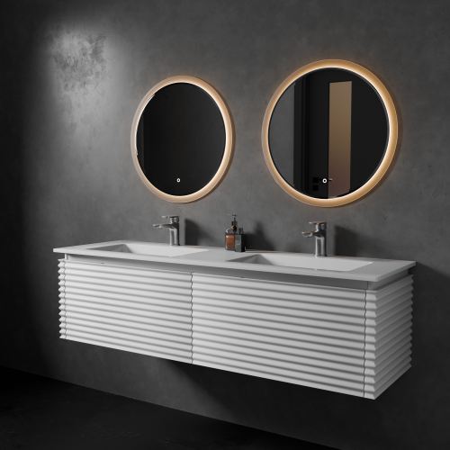 Тумба с раковиной+зеркало Art Decco Jacqueline (Жаклин) AJC15W34D2M0 150x45x40 подвесная цвет белый - фото 2