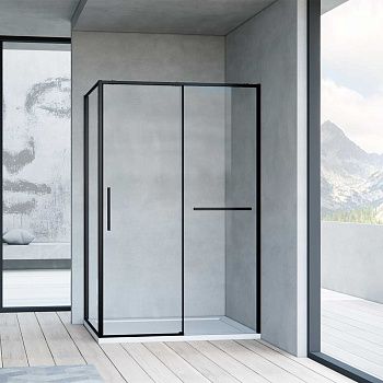 Душевой уголок Vincea Slim Soft VSR-1SS9010CLB 100х90 стекло прозрачное профиль черный без поддона