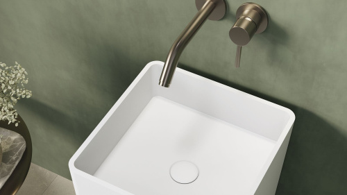 Раковина из искусственного камня Zenon Ember 4000.000.000.000.42153 40х40 напольная цвет белый матовый - фото 3