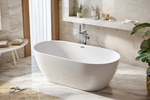 Ванна акриловая Cerutti SPA CT10509 170х75 отдельностоящая овальная с ножками - фото 2